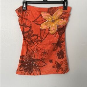 Elegant Floral Orange Top